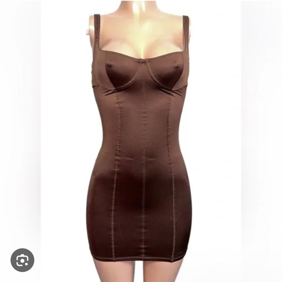 SKIMS Brown Corset Mini Dress - Picture 2 of 5